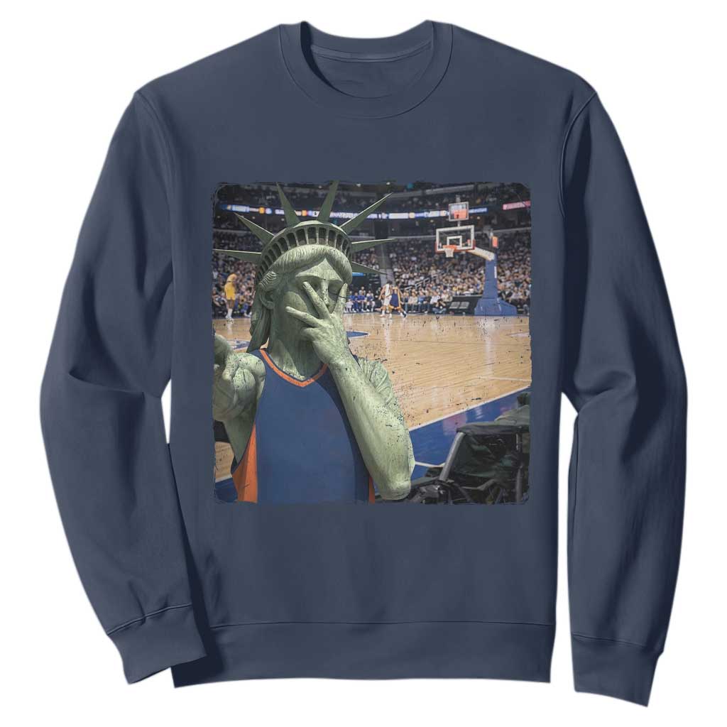 Funny Statue Of Liberty Basketball Selfie Graphic Sweatshirt TS12 Navy Print Your Wear
