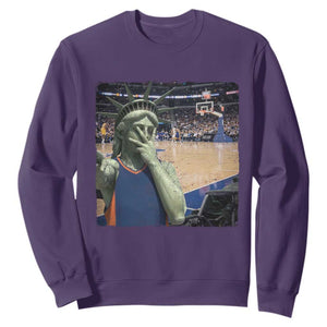 Funny Statue Of Liberty Basketball Selfie Graphic Sweatshirt TS12 Purple Print Your Wear