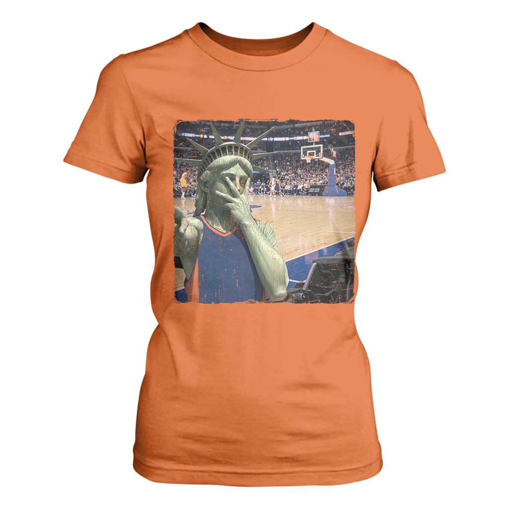 Funny Statue Of Liberty Basketball Selfie Graphic T Shirt For Women TS12 Orange Print Your Wear