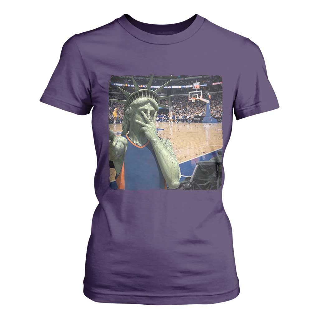 Funny Statue Of Liberty Basketball Selfie Graphic T Shirt For Women TS12 Purple Print Your Wear