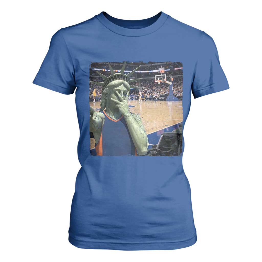 Funny Statue Of Liberty Basketball Selfie Graphic T Shirt For Women TS12 Royal Blue Print Your Wear