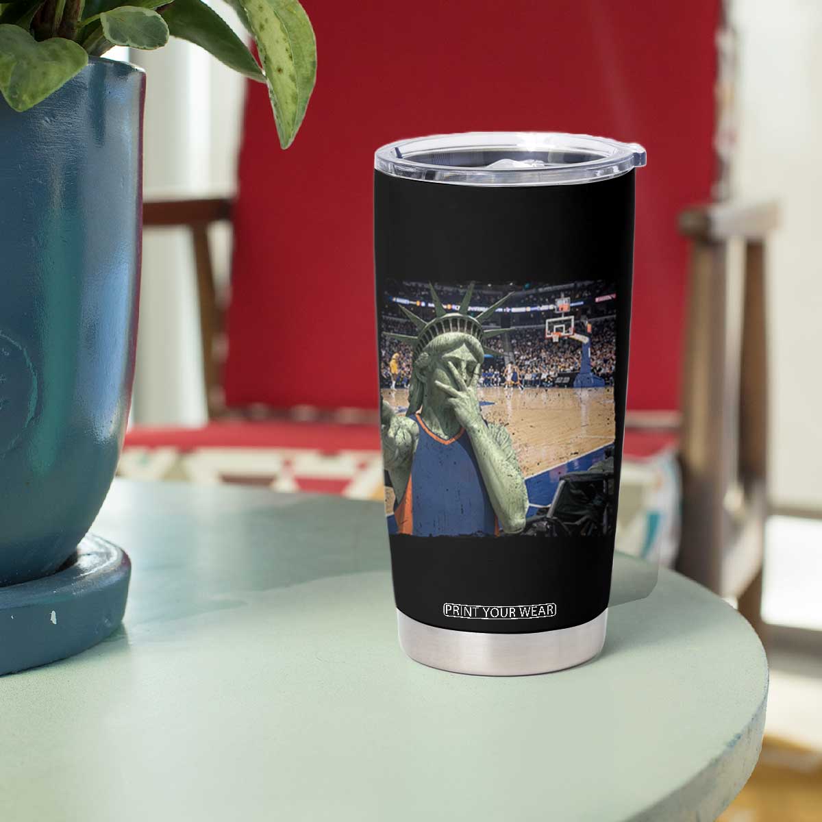 Funny Statue Of Liberty Basketball Selfie Graphic Tumbler Cup