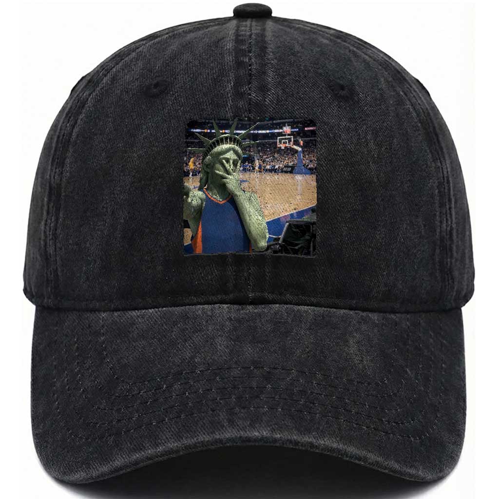 Funny Statue Of Liberty Basketball Selfie Graphic Washed Cotton Baseball Cap