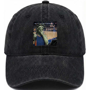 Funny Statue Of Liberty Basketball Selfie Graphic Washed Cotton Baseball Cap