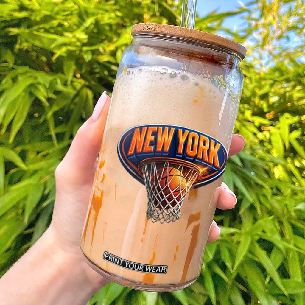 New York Game Day Gift Hoops Lover Glass Can TS12 Black Print Your Wear