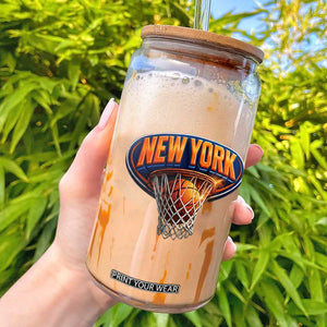 New York Game Day Gift Hoops Lover Glass Can TS12 Black Print Your Wear