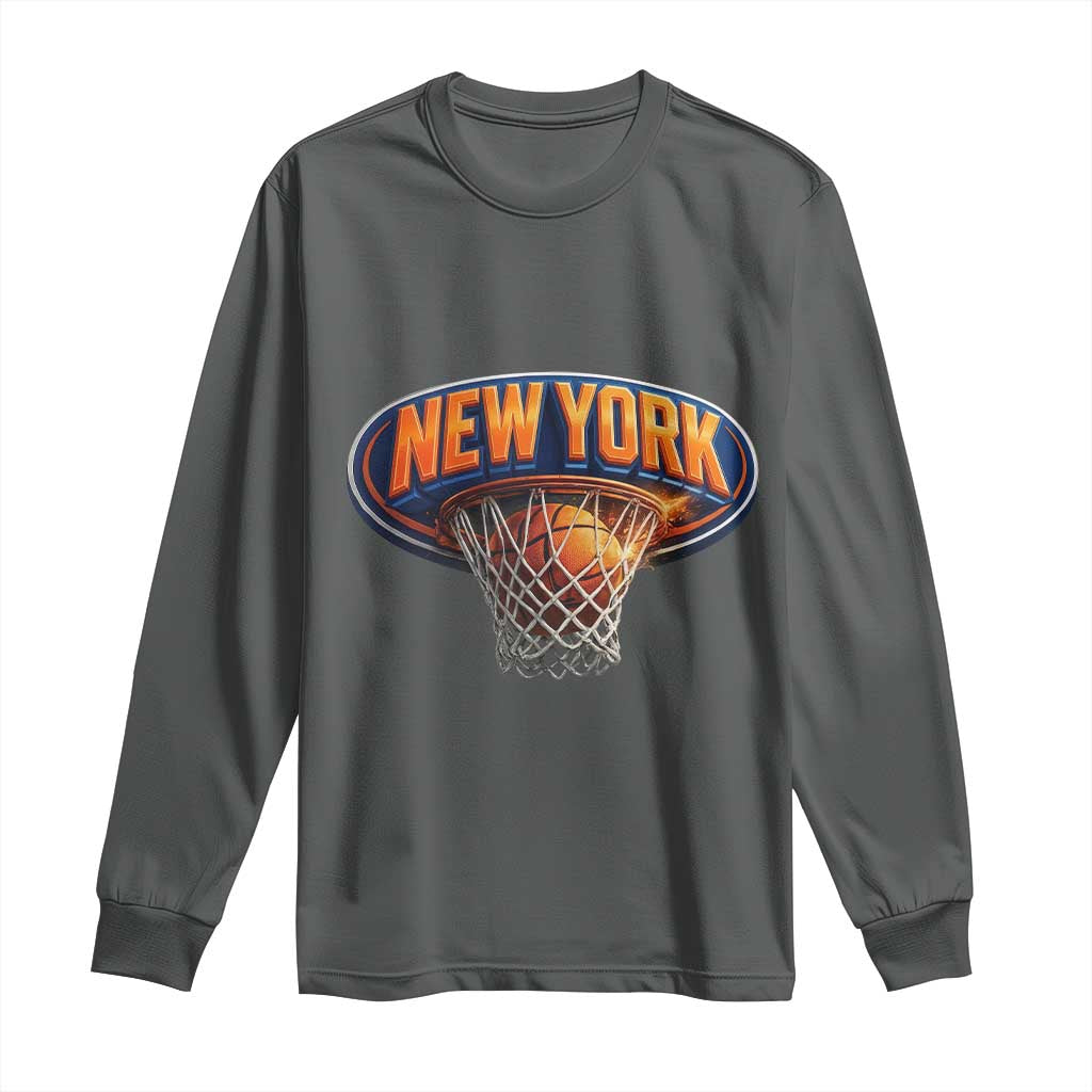 New York Game Day Gift Hoops Lover Long Sleeve Shirt TS12 Dark Heather Print Your Wear