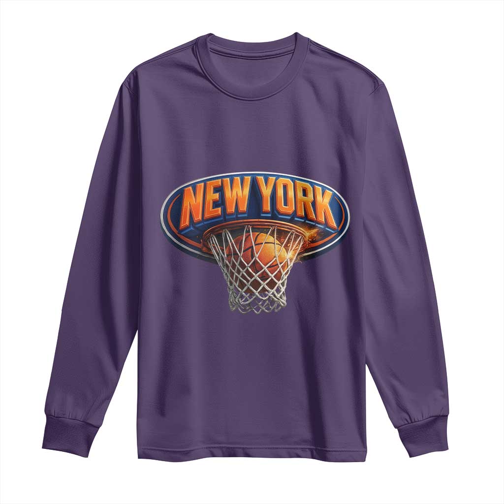 New York Game Day Gift Hoops Lover Long Sleeve Shirt TS12 S Purple Print Your Wear