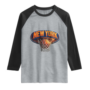 New York Game Day Gift Hoops Lover Raglan Shirt TS12 Heather Gray Black Print Your Wear