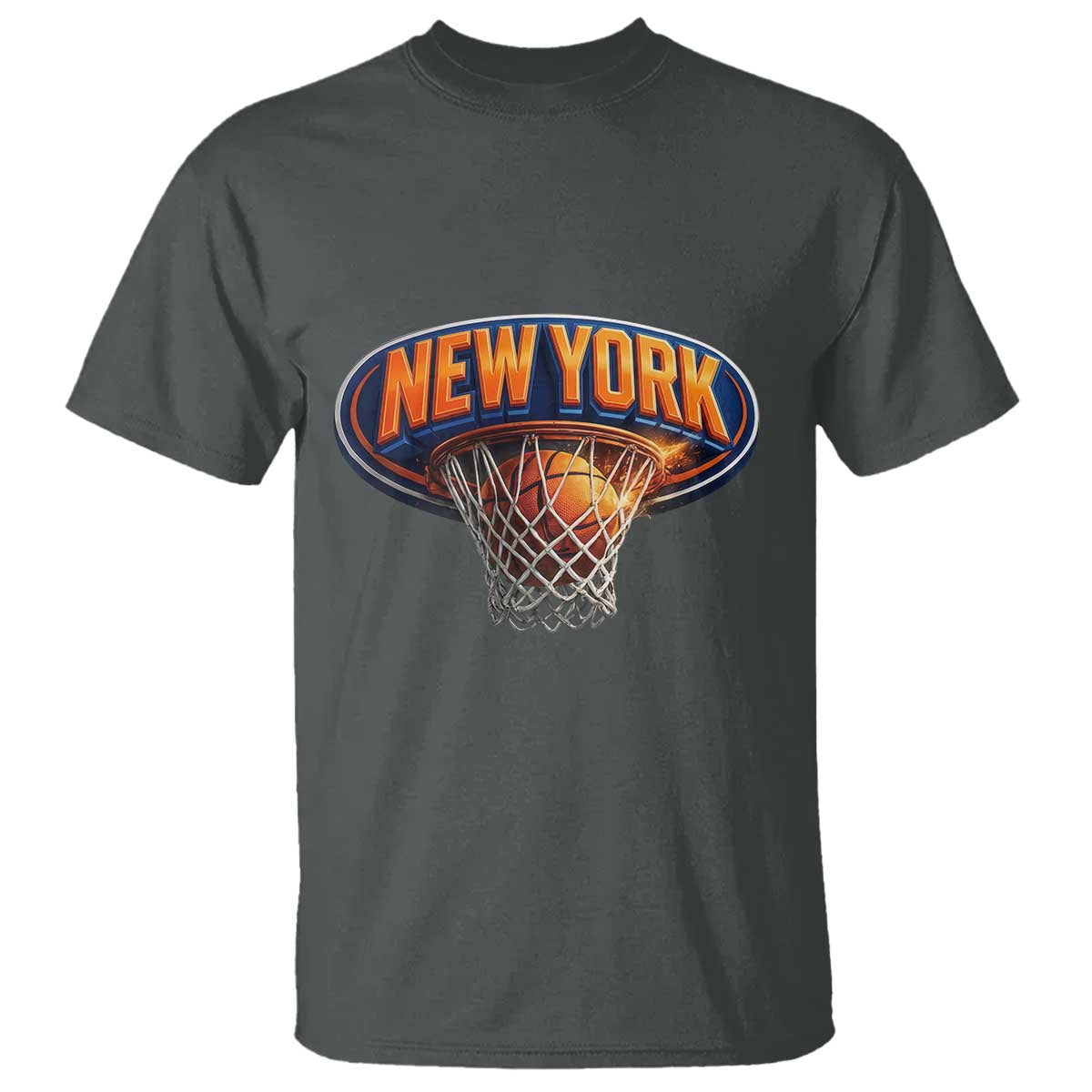 New York Game Day Gift Hoops Lover T Shirt TS12 Dark Heather Print Your Wear