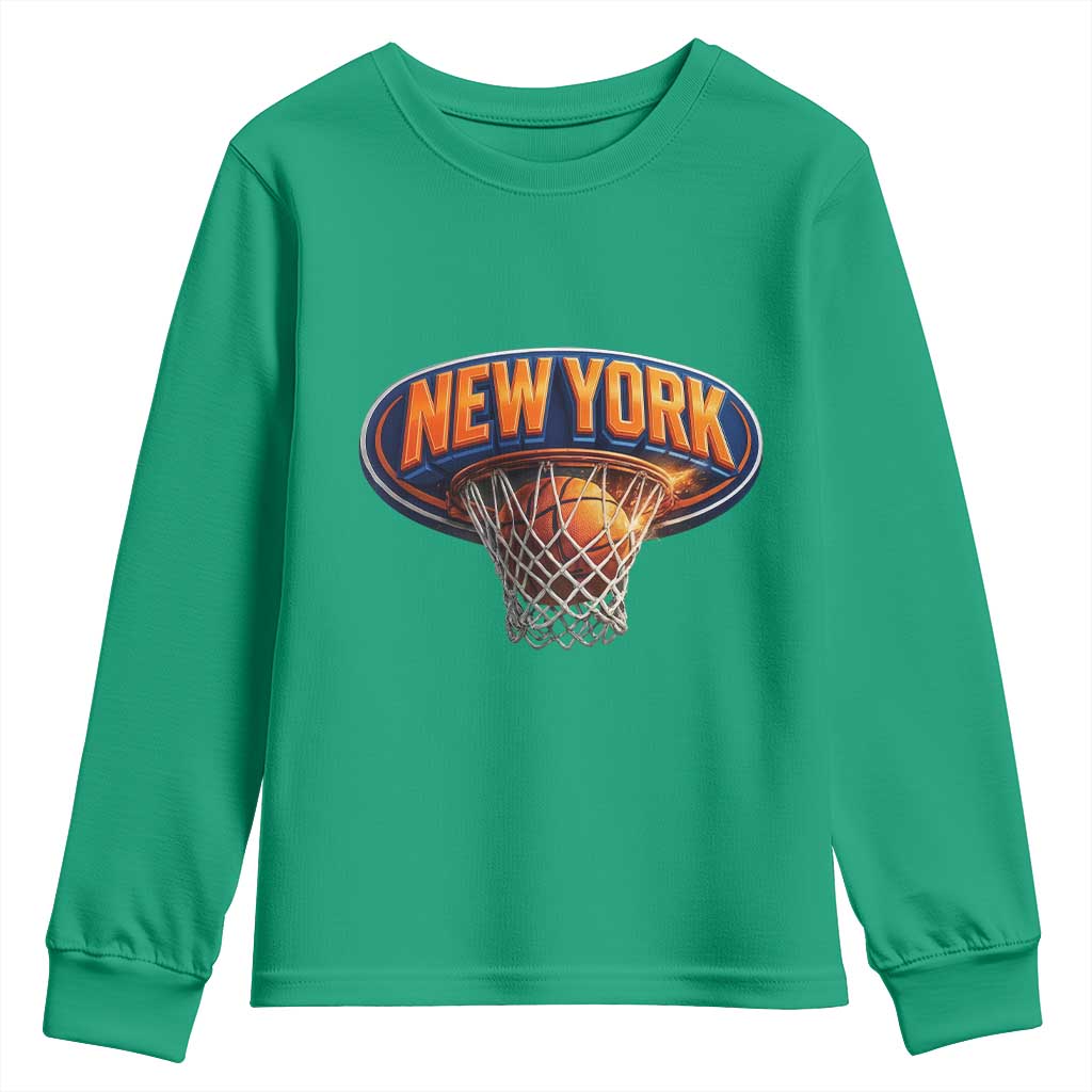 New York Game Day Gift Hoops Lover Youth Sweatshirt TS12 Irish Green Print Your Wear