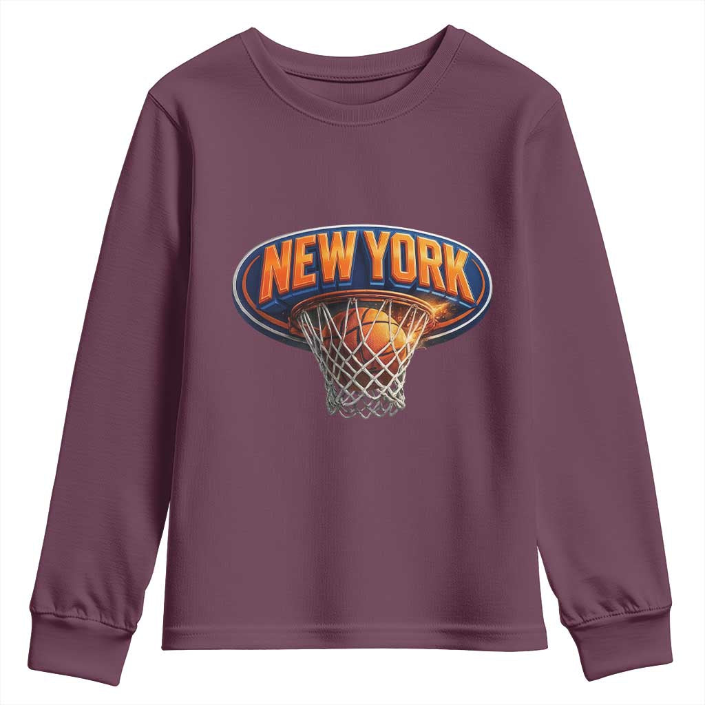New York Game Day Gift Hoops Lover Youth Sweatshirt TS12 Maroon Print Your Wear
