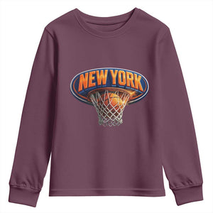 New York Game Day Gift Hoops Lover Youth Sweatshirt TS12 Maroon Print Your Wear