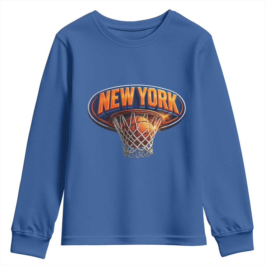 New York Game Day Gift Hoops Lover Youth Sweatshirt TS12 Royal Blue Print Your Wear