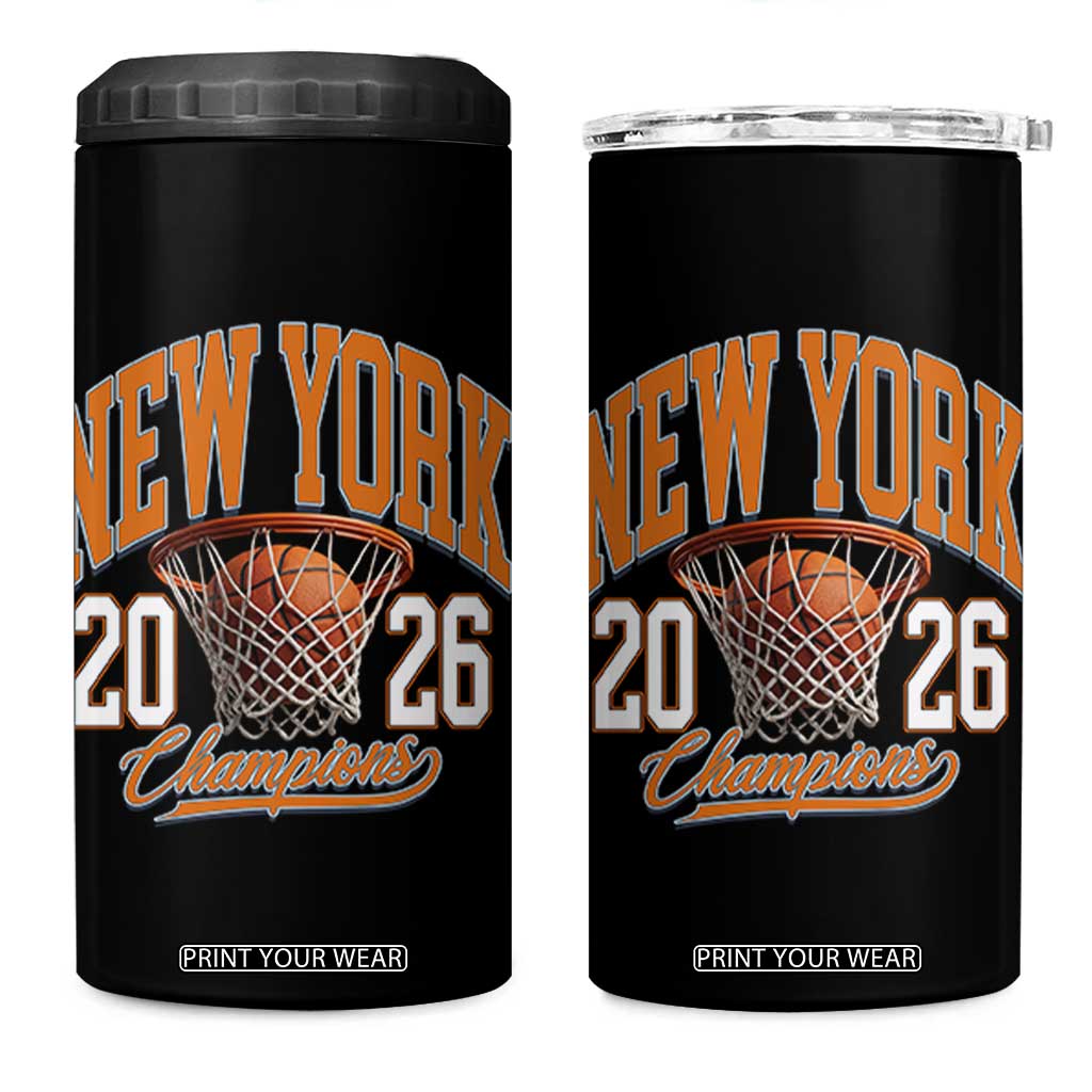 Vintage New York Champions 2026 4 in 1 Can Cooler Tumbler Hoops Fan Gift
