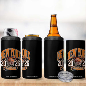 Vintage New York Champions 2026 4 in 1 Can Cooler Tumbler Hoops Fan Gift