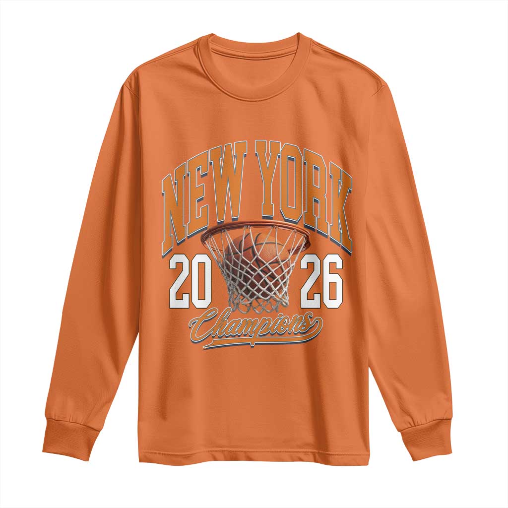 Vintage New York Champions 2026 Long Sleeve Shirt Hoops Fan Gift TS12 Orange Print Your Wear