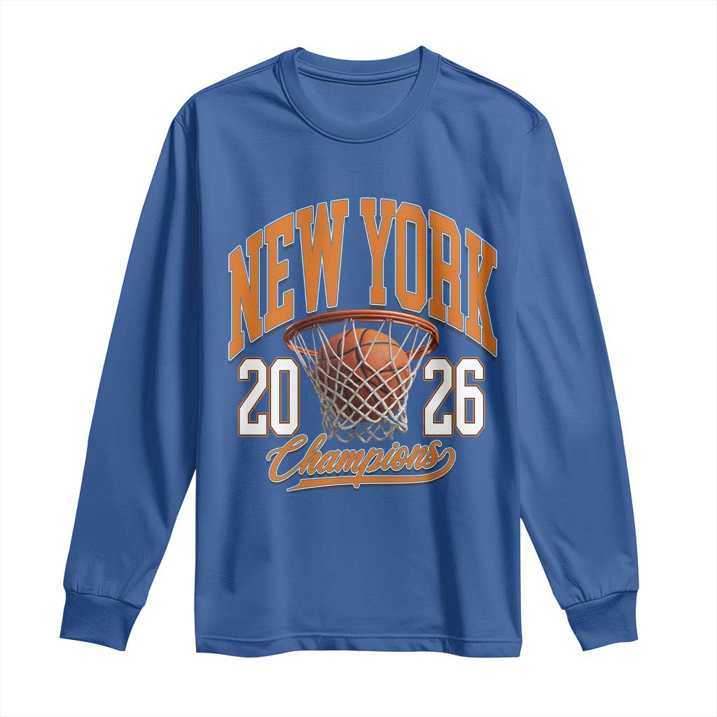 Vintage New York Champions 2026 Long Sleeve Shirt Hoops Fan Gift TS12 Royal Blue Print Your Wear