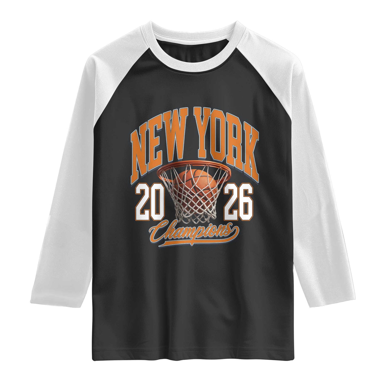Vintage New York Champions 2026 Raglan Shirt Hoops Fan Gift TS12 Black White Print Your Wear