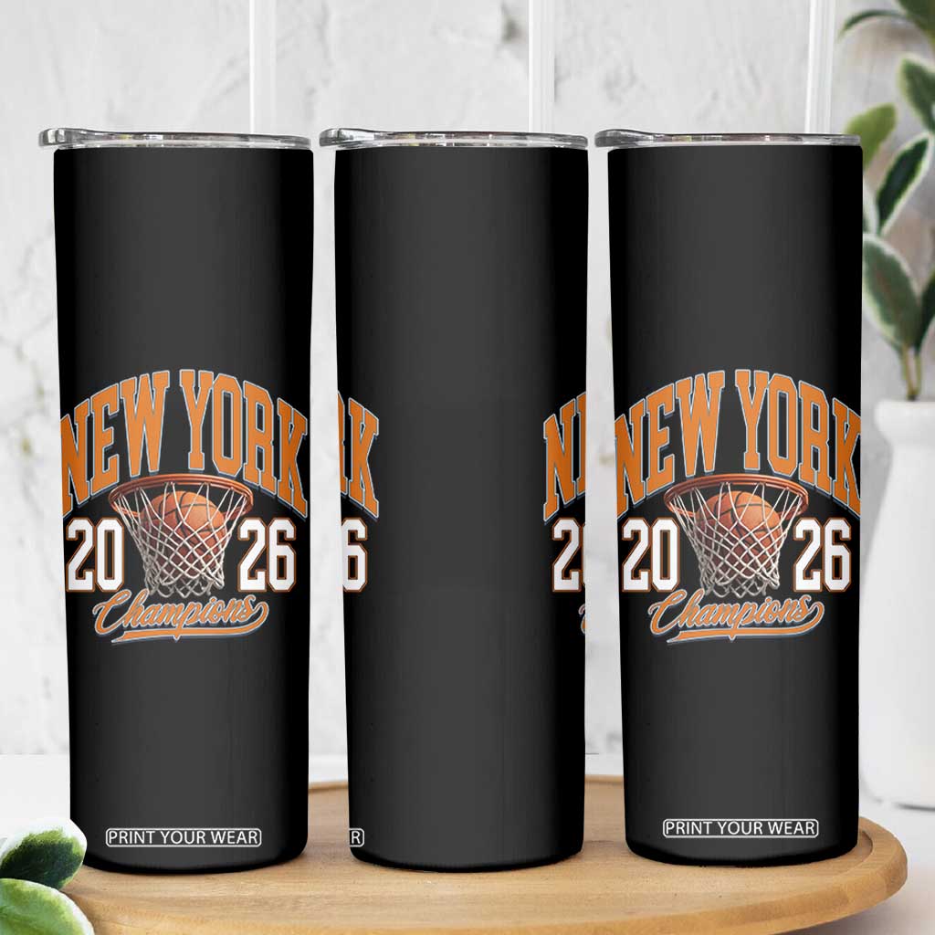 Vintage New York Champions 2026 Skinny Tumbler Hoops Fan Gift