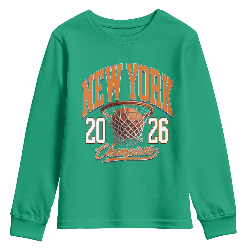 Vintage New York Champions 2026 Youth Sweatshirt Hoops Fan Gift