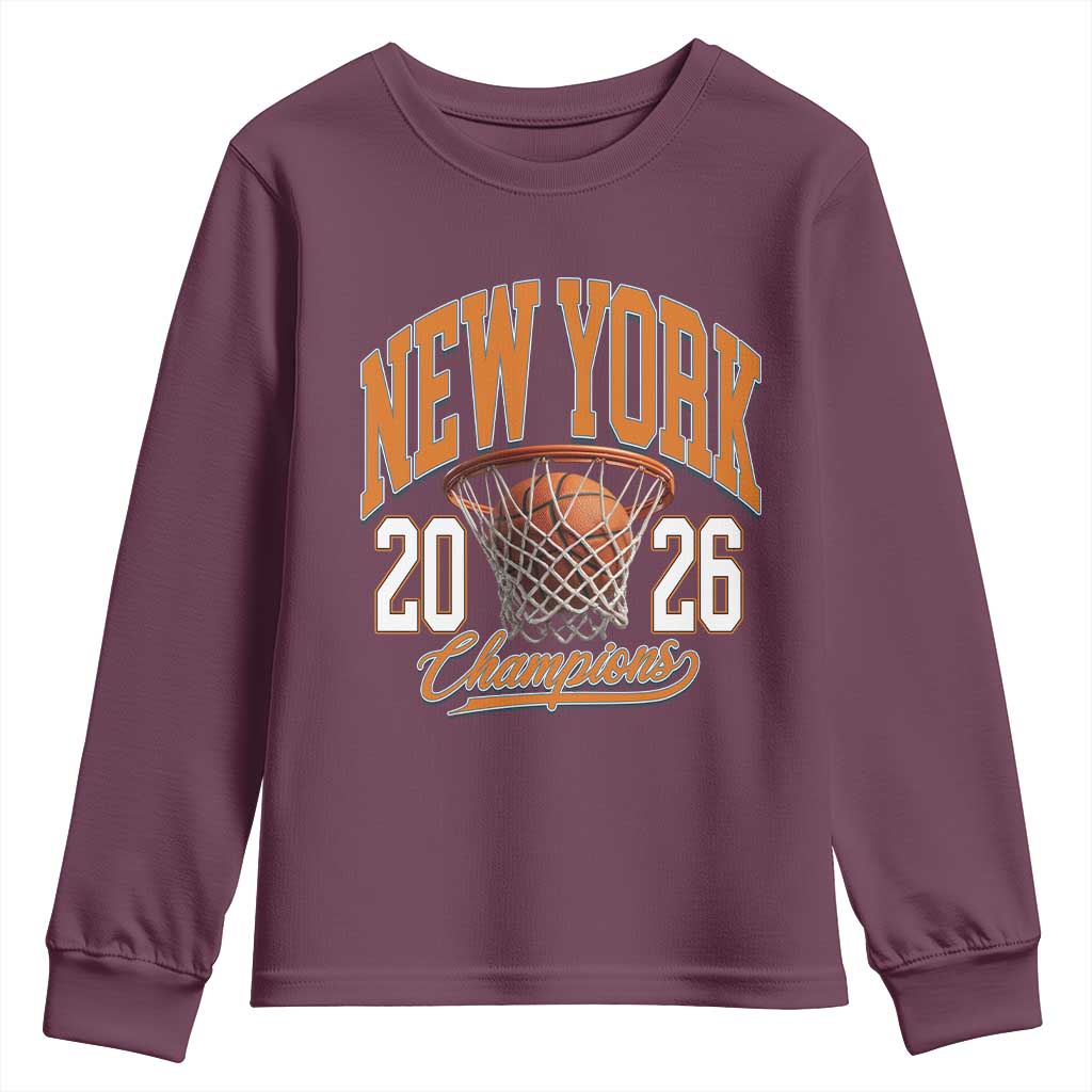 Vintage New York Champions 2026 Youth Sweatshirt Hoops Fan Gift