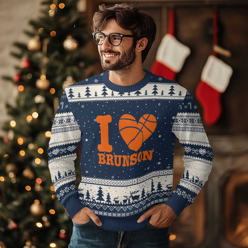Funny I Love Brunson Name Ugly Christmas Sweater Hoops Fan Gift