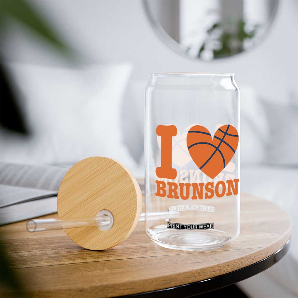 Funny I Love Brunson Name Glass Can Hoops Fan Gift