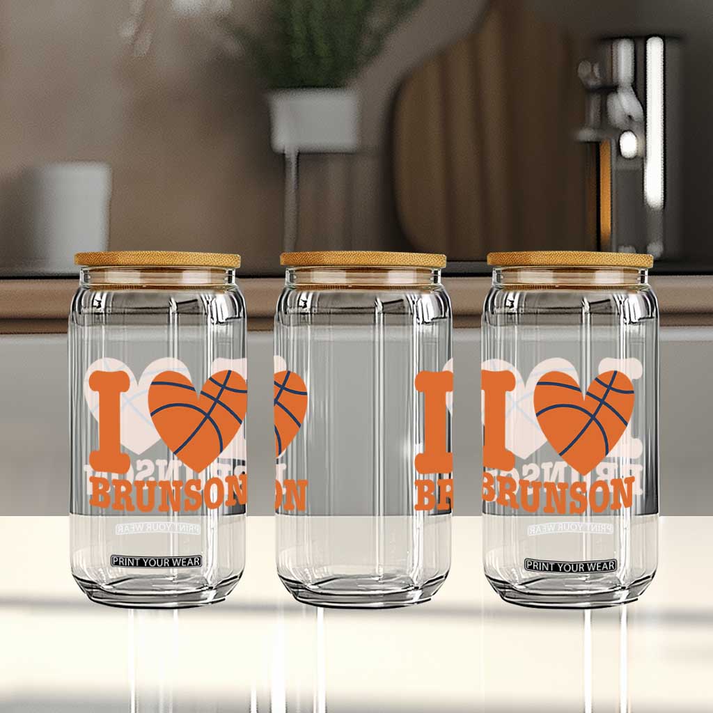 Funny I Love Brunson Name Glass Can Hoops Fan Gift
