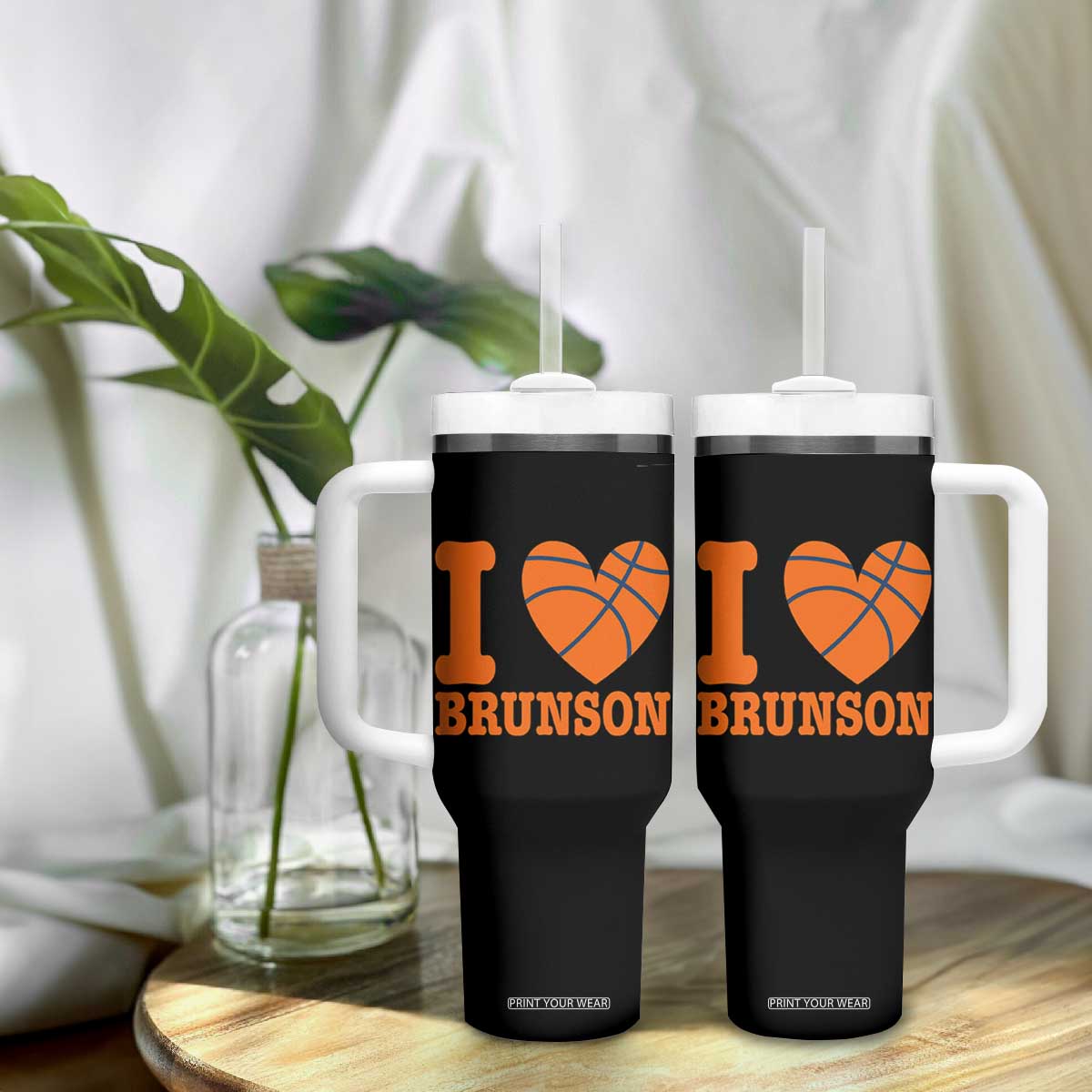 Funny I Love Brunson Name Tumbler With Handle Hoops Fan Gift