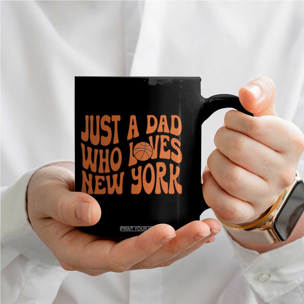 Just A Dad Who Loves New York Coffee Mug Funny Basketball Fan Gift
