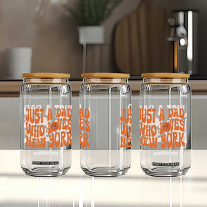 Just A Dad Who Loves New York Glass Can Funny Basketball Fan Gift