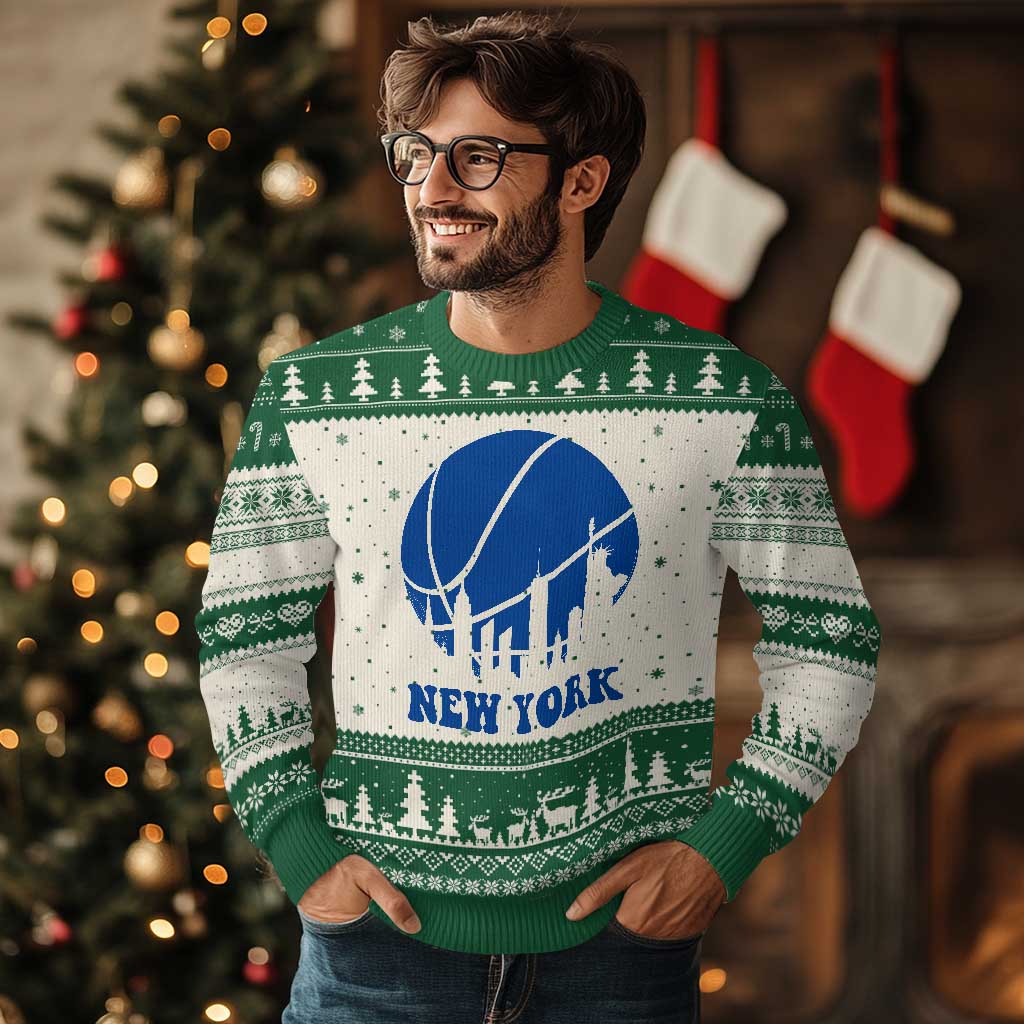 New York Skyline Ugly Christmas Sweater Proud Game Day Sports Fan Gift