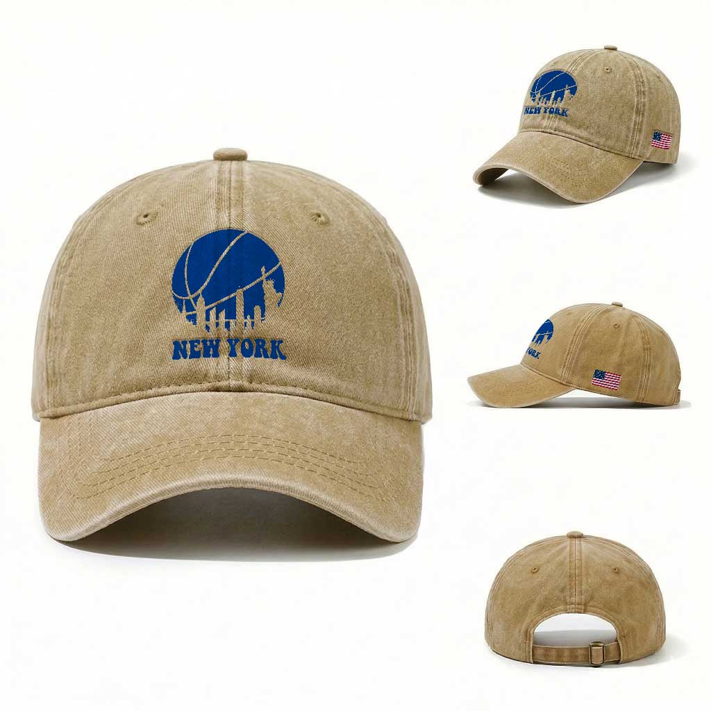 New York Skyline Washed Cotton Baseball Cap Proud Game Day Sports Fan Gift