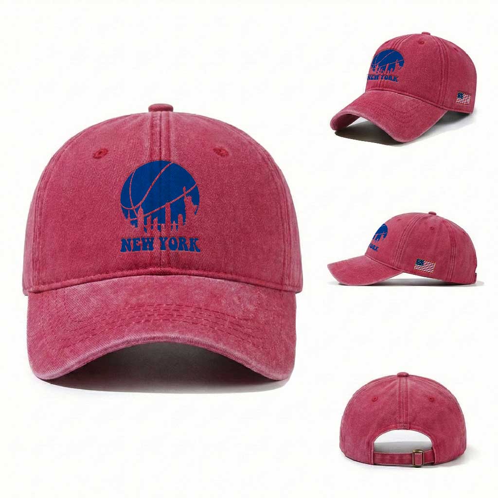 New York Skyline Washed Cotton Baseball Cap Proud Game Day Sports Fan Gift