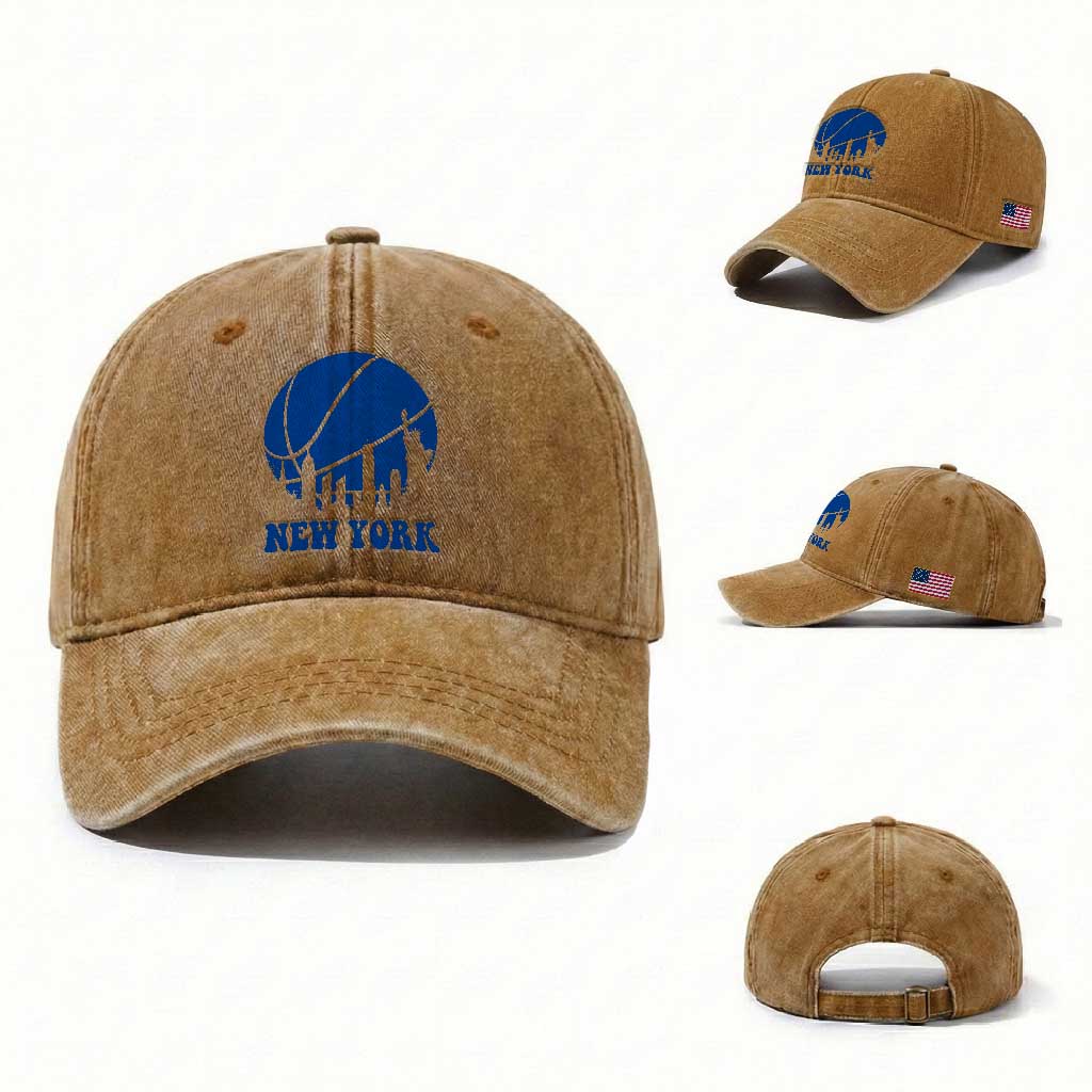 New York Skyline Washed Cotton Baseball Cap Proud Game Day Sports Fan Gift