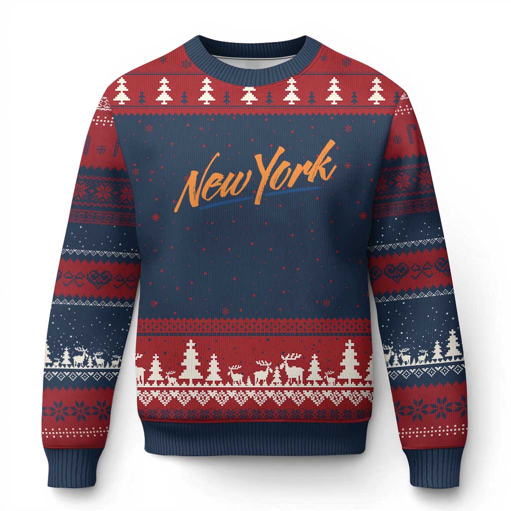 New York Pride Ugly Christmas Sweater Classic Throwback Sports Fan TS12 Navy Red Print Your Wear