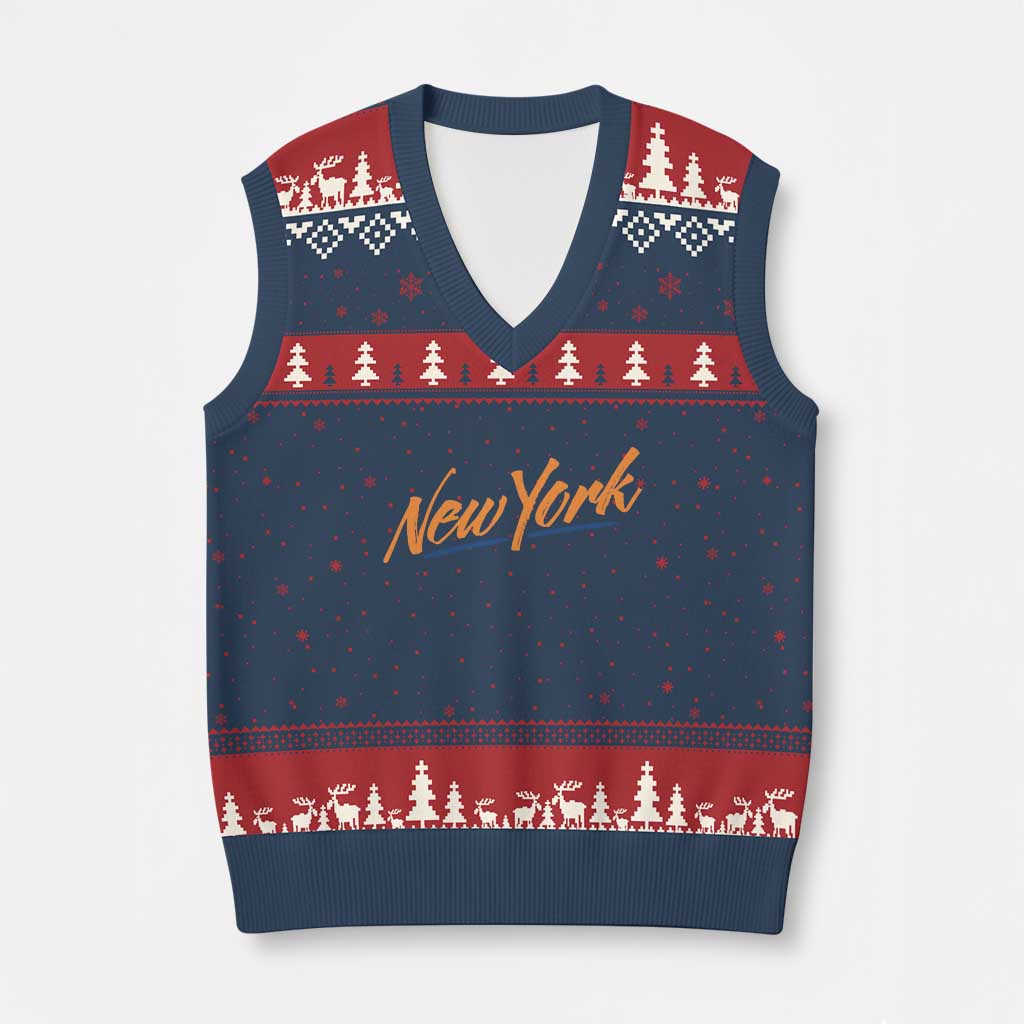 New York Pride V-Neck Knit Sweater Vest Classic Throwback Sports Fan