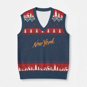 New York Pride V-Neck Knit Sweater Vest Classic Throwback Sports Fan