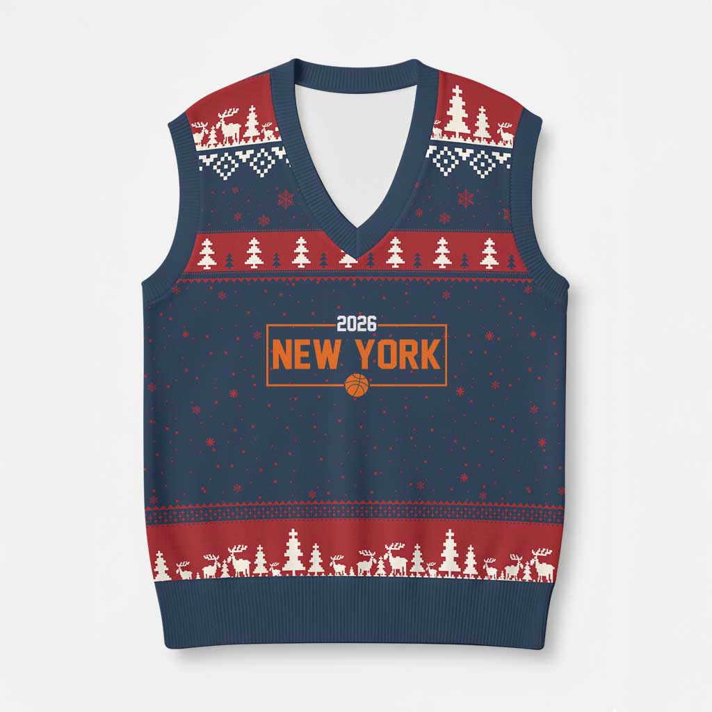 Vintage New York Hoops Pride 2026 Graphic V-Neck Knit Sweater Vest