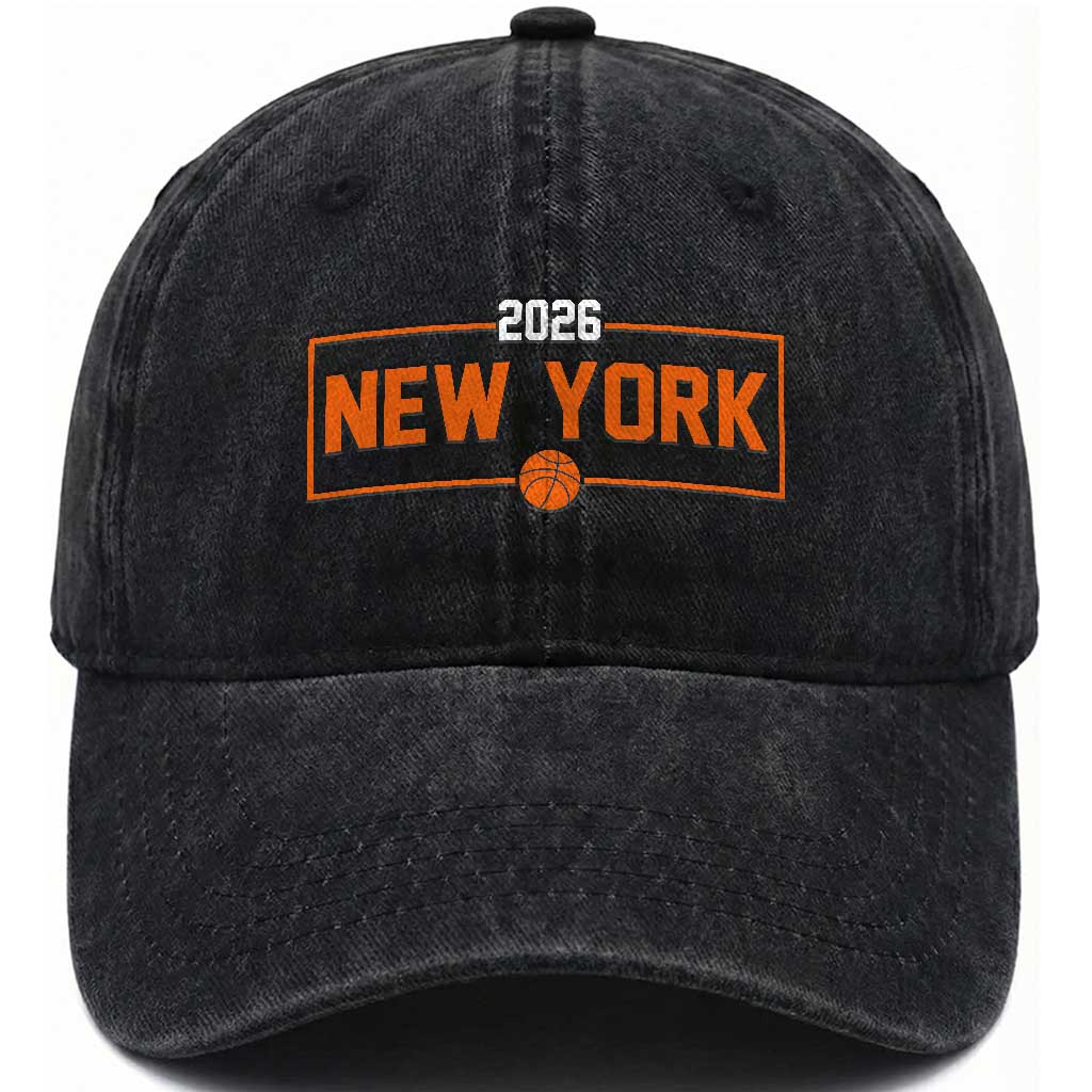 Vintage New York Hoops Pride 2026 Graphic Washed Cotton Baseball Cap