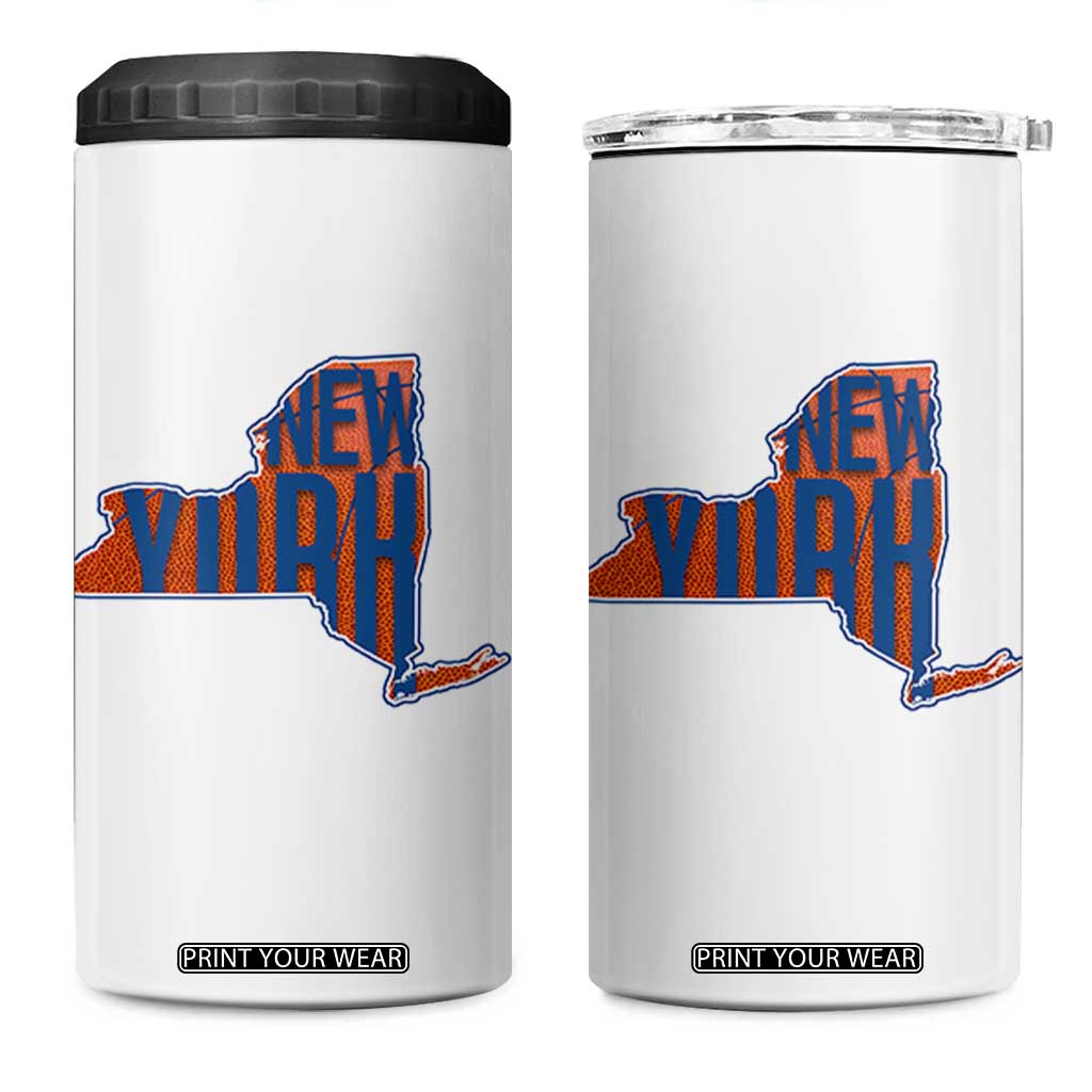 New York State Pride Graphic 4 in 1 Can Cooler Tumbler Basketball Fan Gift