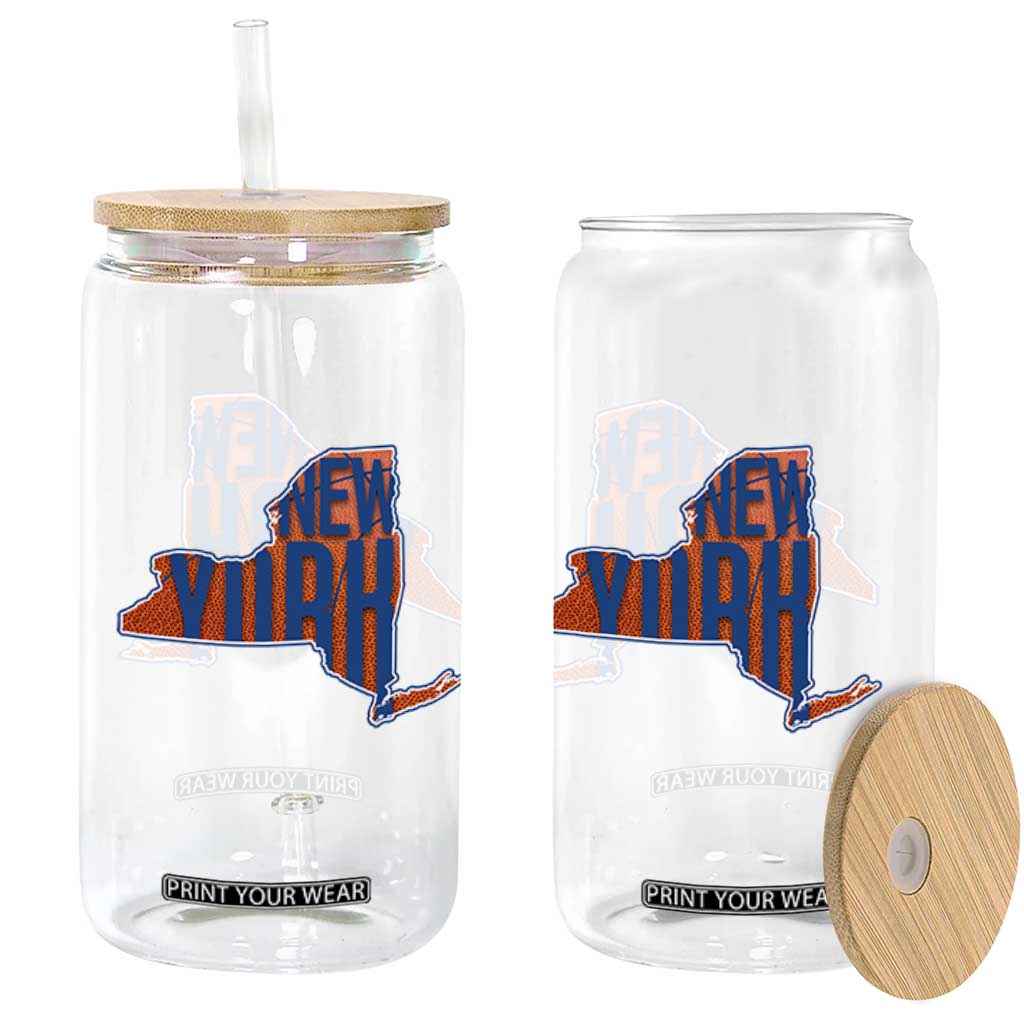 New York State Pride Graphic Glass Can Basketball Fan Gift