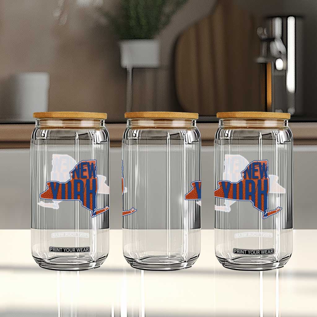 New York State Pride Graphic Glass Can Basketball Fan Gift
