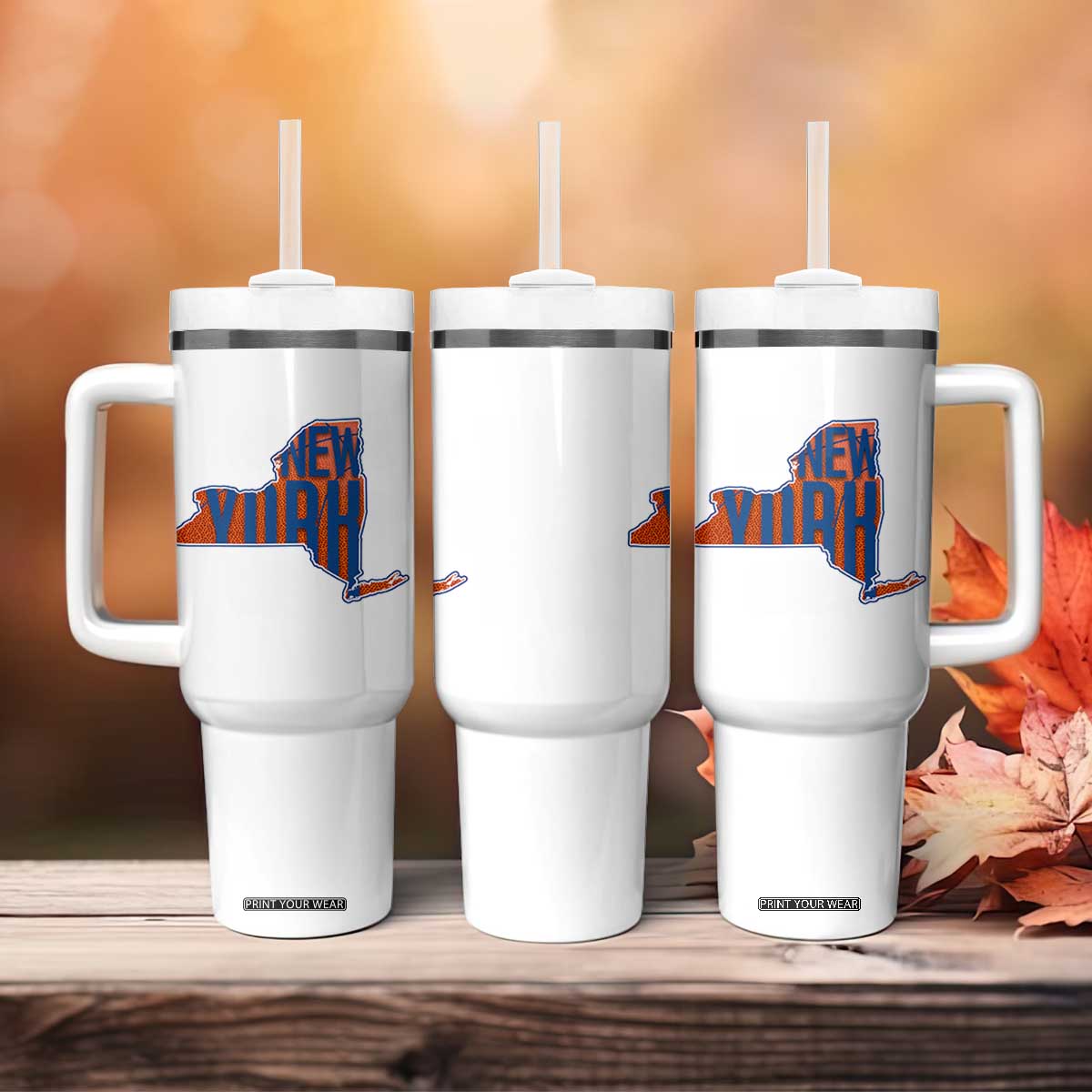 New York State Pride Graphic Tumbler With Handle Basketball Fan Gift