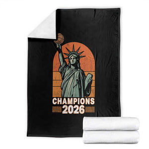 Vintage Statue Of Liberty Basketball Throw Blanket Champions 2026 New York Fan Gift