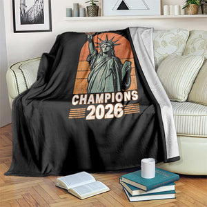 Vintage Statue Of Liberty Basketball Throw Blanket Champions 2026 New York Fan Gift