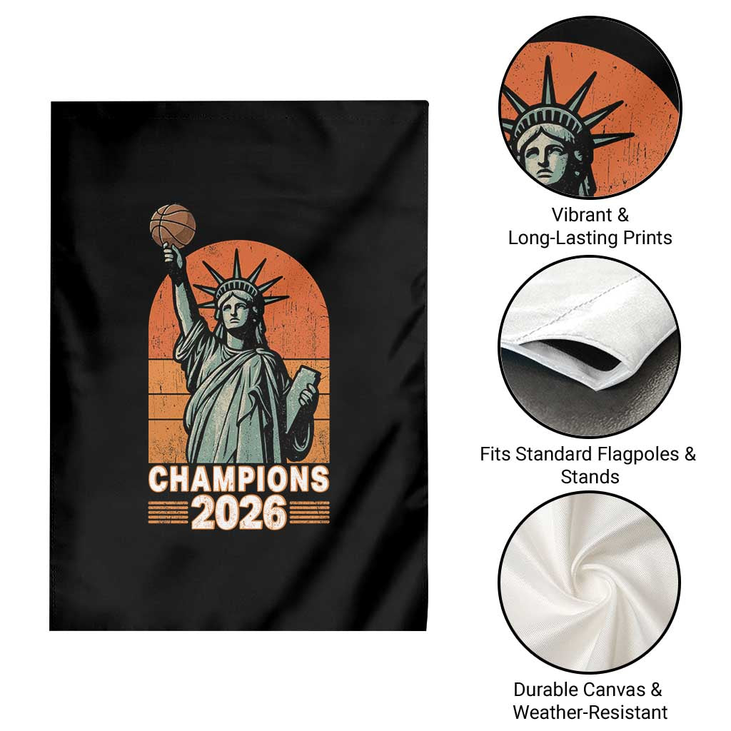 Vintage Statue Of Liberty Basketball Garden Flag Champions 2026 New York Fan Gift