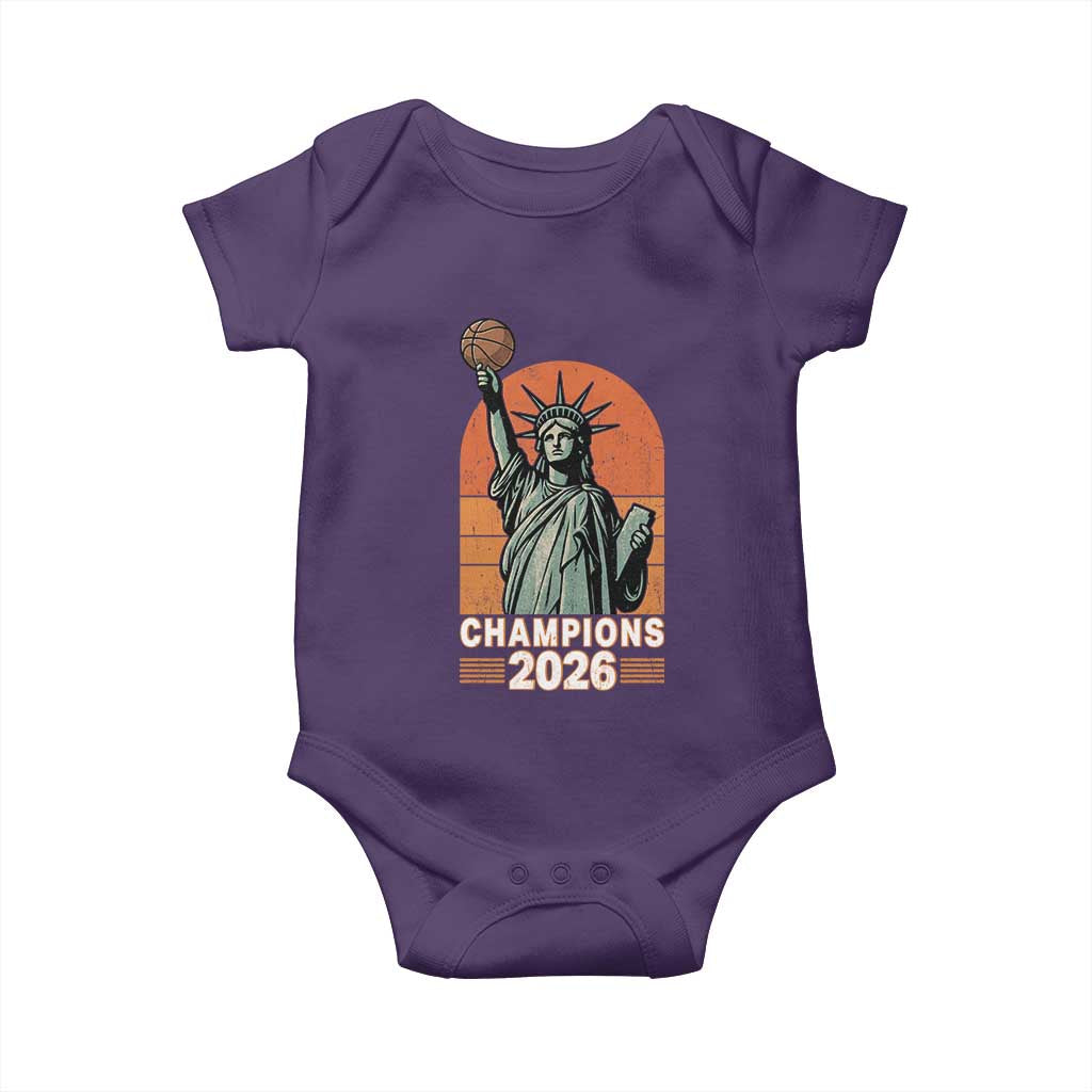 Vintage Statue Of Liberty Basketball Baby Onesie Champions 2026 New York Fan Gift