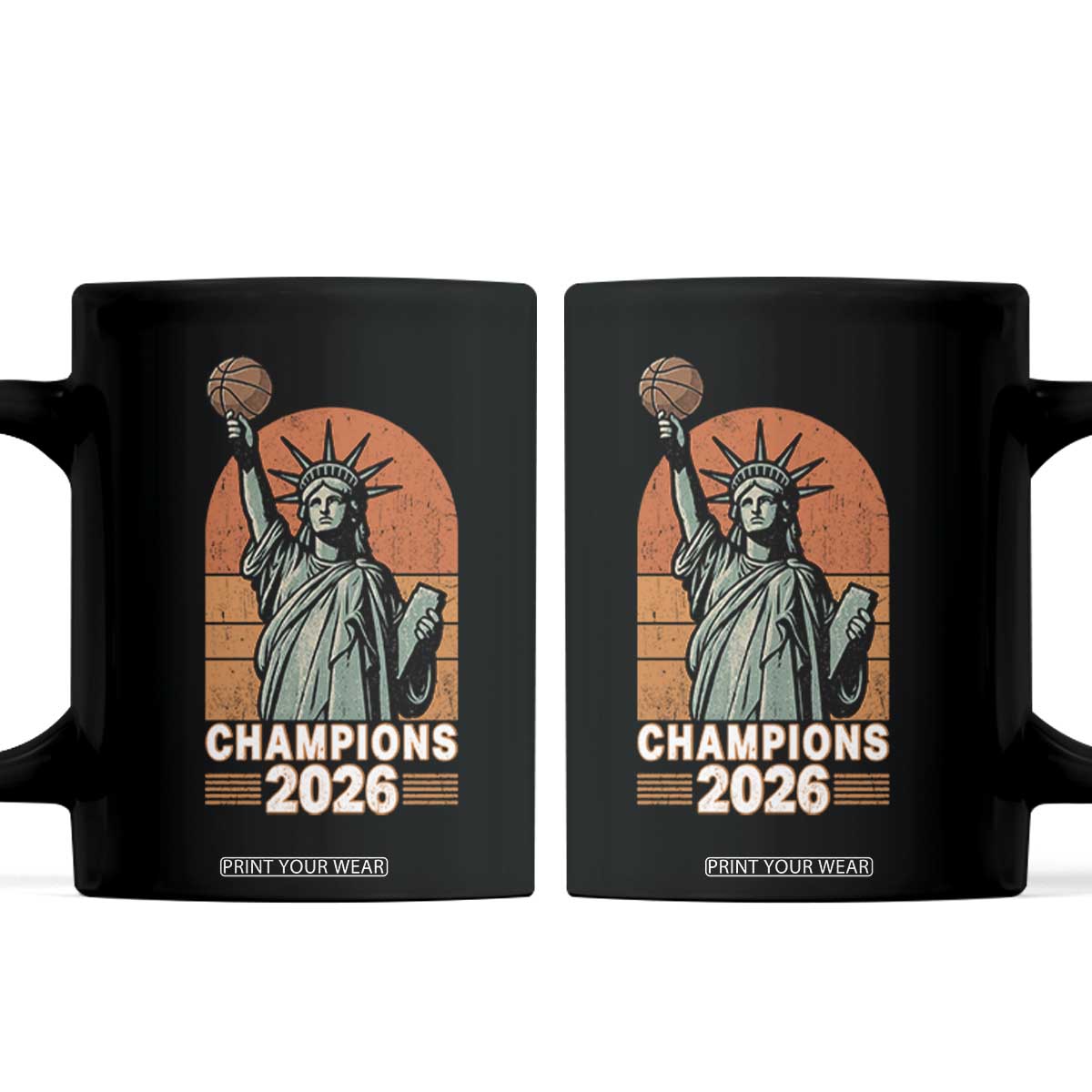 Vintage Statue Of Liberty Basketball Coffee Mug Champions 2026 New York Fan Gift